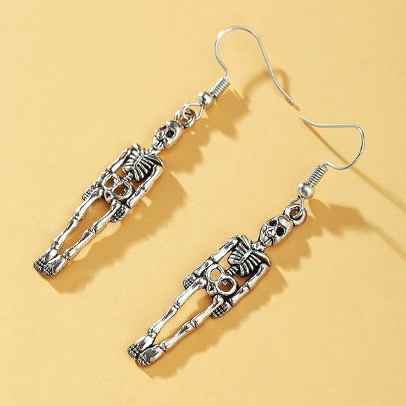 Any 2/$20! Antiqued Silver Skeleton Dangle Earrings - Picture 4 of 8